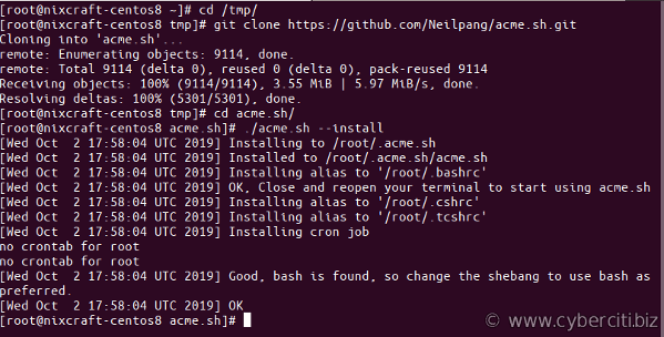 نصب کلاینت acme.sh در راستای ایمن سازی آپاچی با گواهی Let’s Encrypt