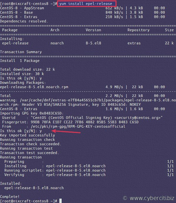 نصب منبع EPEL در CentOS 8.x با فرمان yum