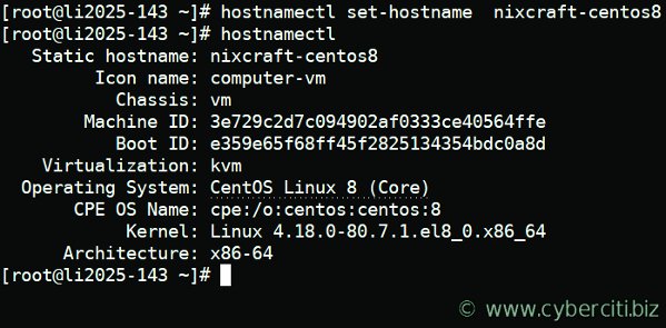 تنظیم یا تغییر نام هاست سرور CentOS 8 با استفاده از فرمان hostnamect