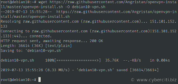 دریافت اسکریپت debian10-vpn.sh برای تنظیم OpenVPN در عرض پنج دقیقه در دبیان 10