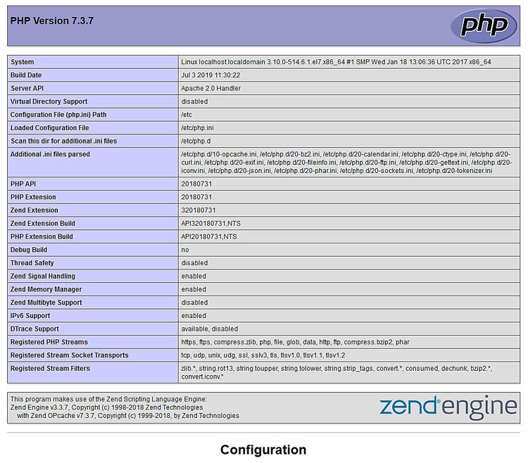 اطلاعات نسخه php به همراه نصب وب‌سرور آپاچی
