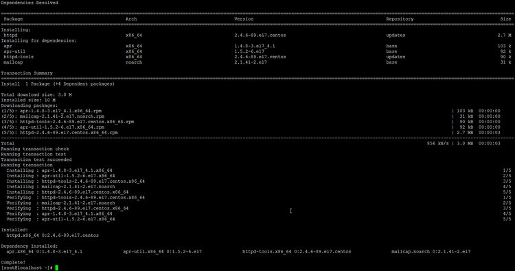 نصب وب‌سرور آپاچی در سیستم‌عامل CentOS