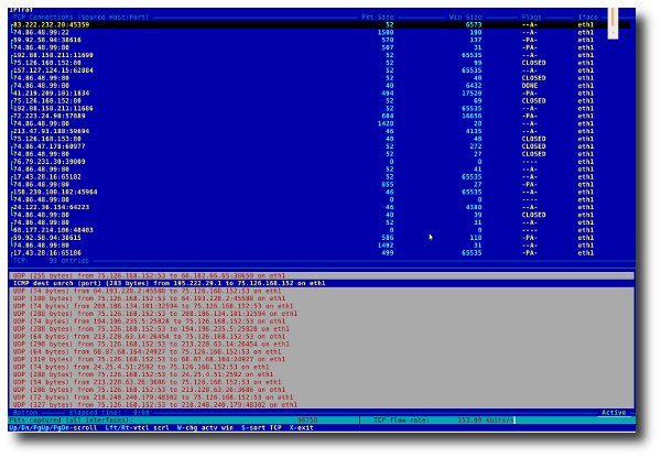  آمار ترافیک شبکه به تفکیک ارتباط TCP