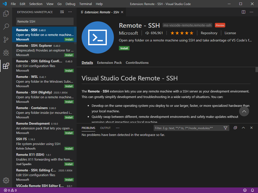 جستجوی پلاگین Remote-SSH