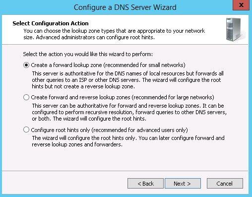 پنجره مراحل تنظیمات نصب سرور DNS