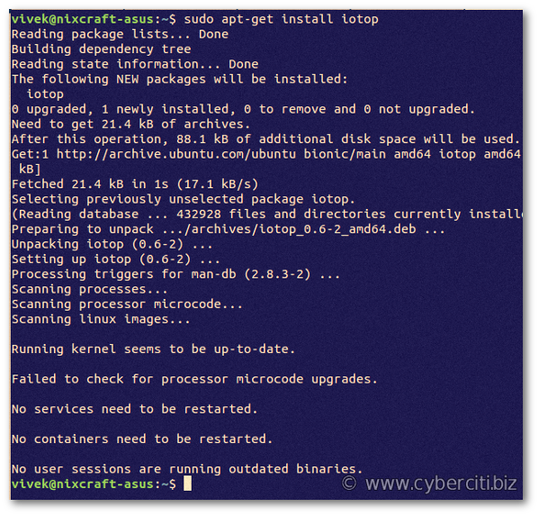 نحوه نصب iotop بر روی لینوکس Debian Ubuntu با استفاده از apt-get