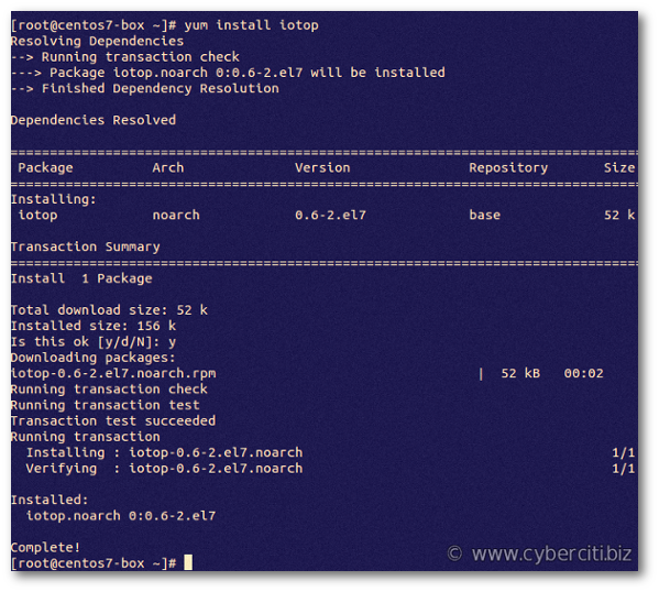 نصب iotop بر روی لینوکس CentOS یا RHEL با استفاده از فرمان yum