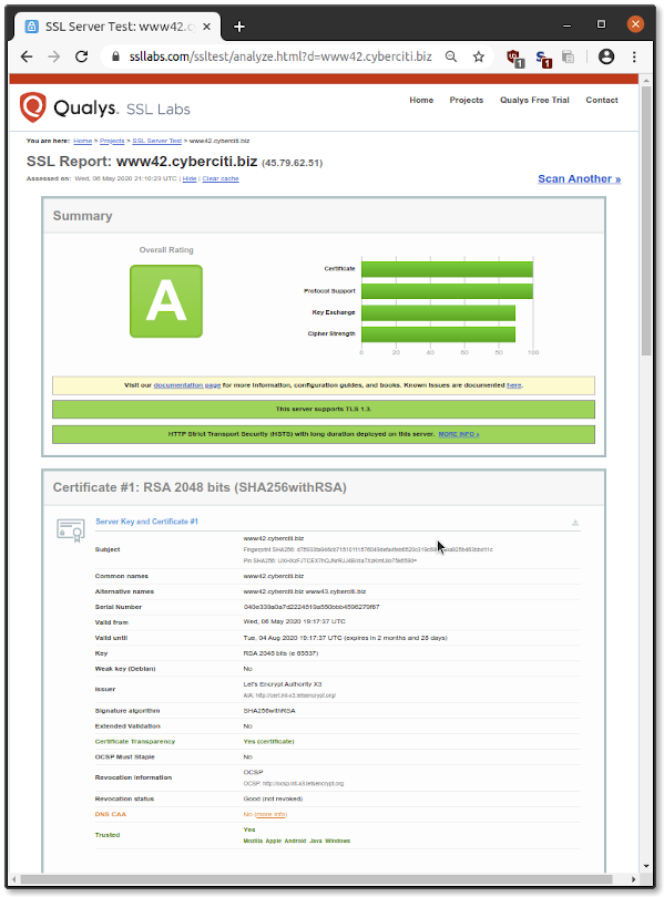 بررسی برقراری امنیت آپاچی باmod_md Let's Encrypt در اوبونتو 20.04 LTS