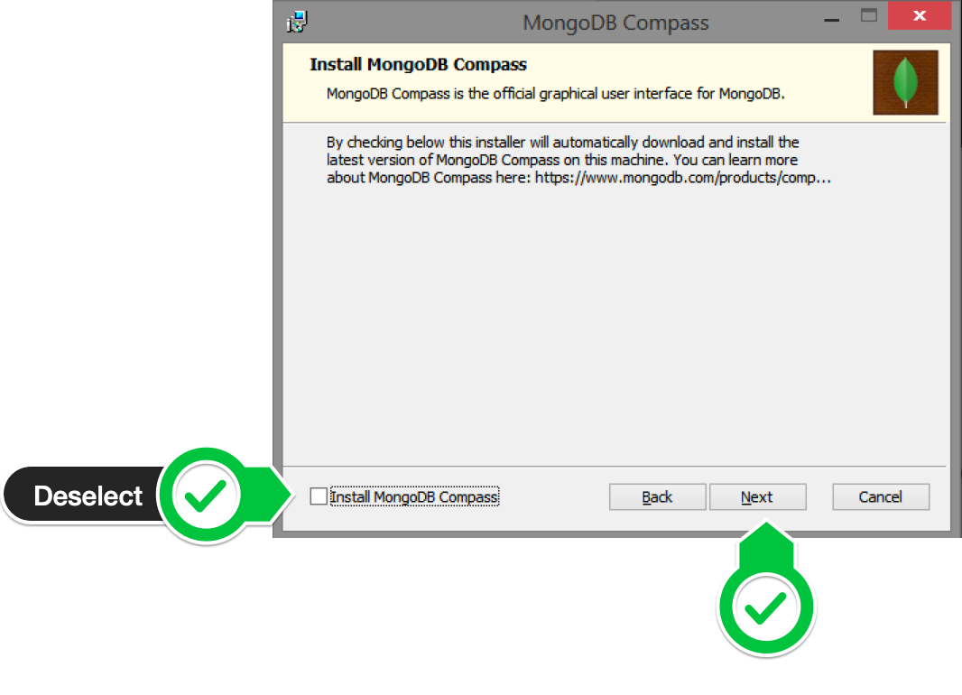 عدم نصب MongoDB Cpmpass در ویندوز