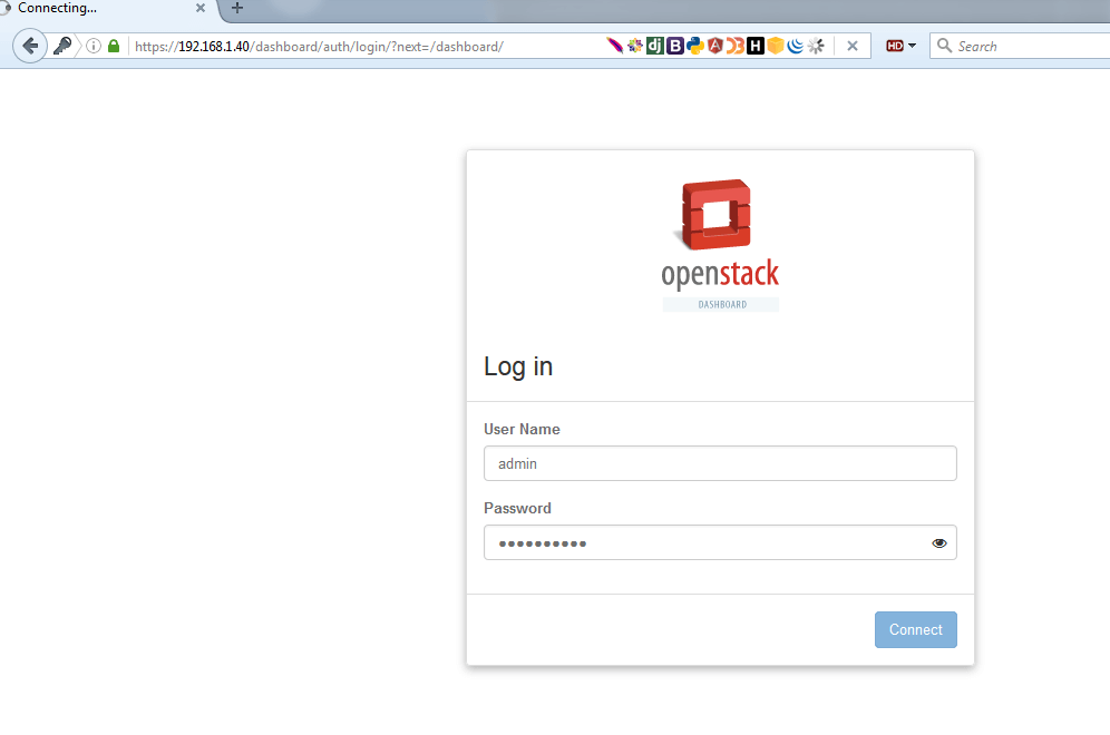 داشبورد ورودی OpenStack