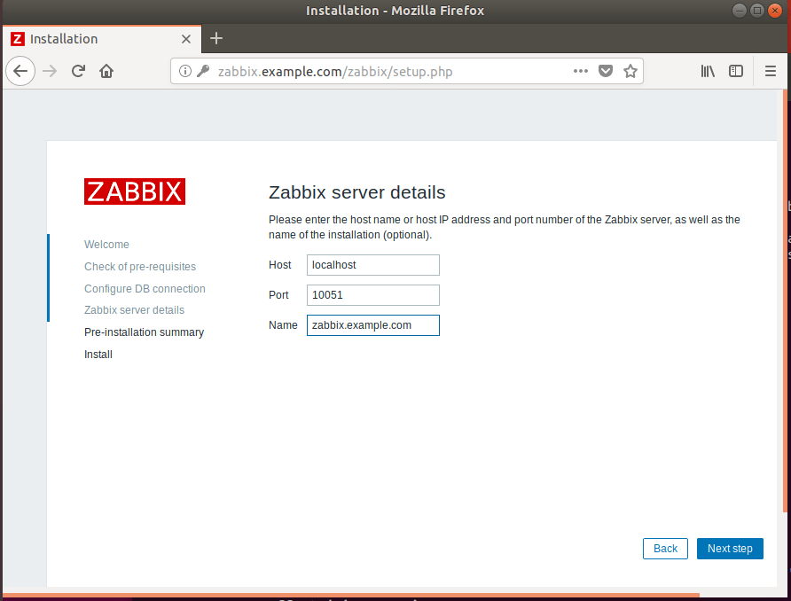 افزودن نام سرور Zabbix