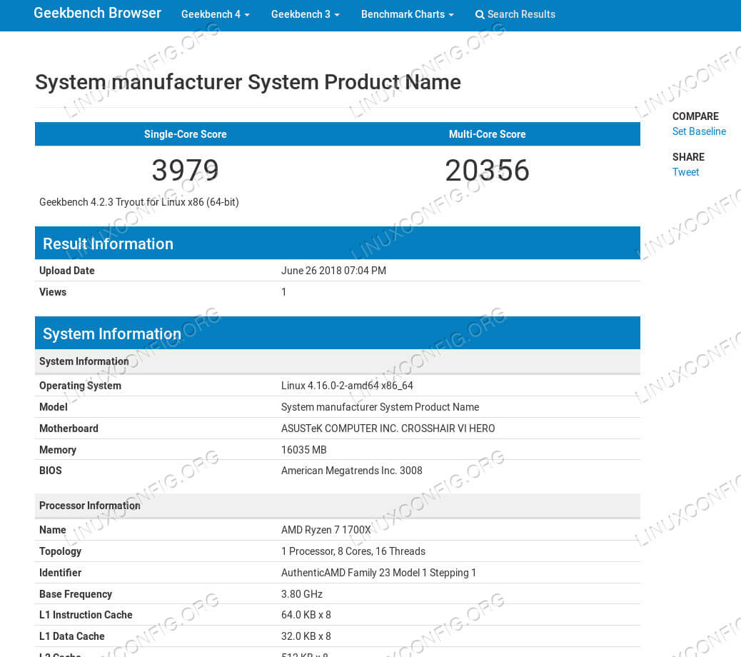 نتایج بنچمارک GeekBench