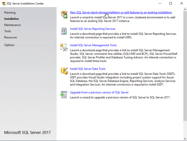  آیتم New SQL Server stand-alone installation