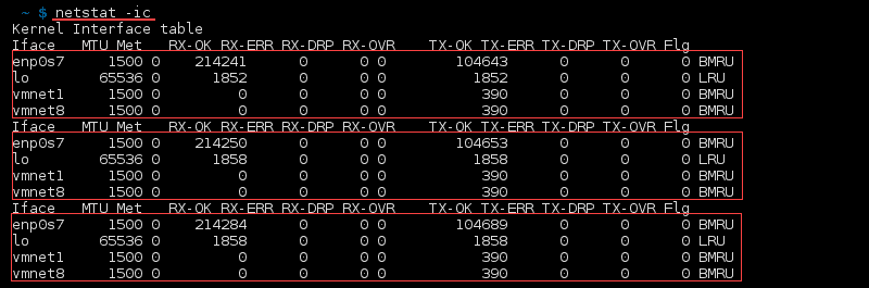 خروجی ترمینال فرمان netstat -ic