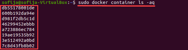 لیست تمام کانتینرهای Docker بر اساس شناسه آنها