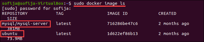 لیست ایمیج‌های Docker