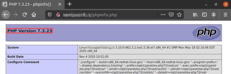 بررسی نسخه PHP با استفاده از phpinfo