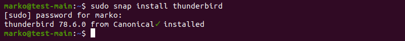 نصب اپلیکیشن Thunderbird در اوبونتو با استفاده از snap