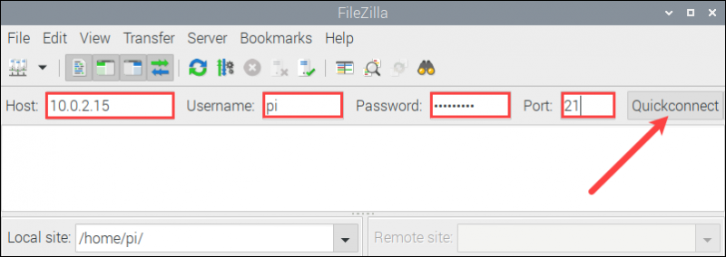 استفاده از FileZilla برای ارتباط به یک سرور FTP در Raspberry Pi         
